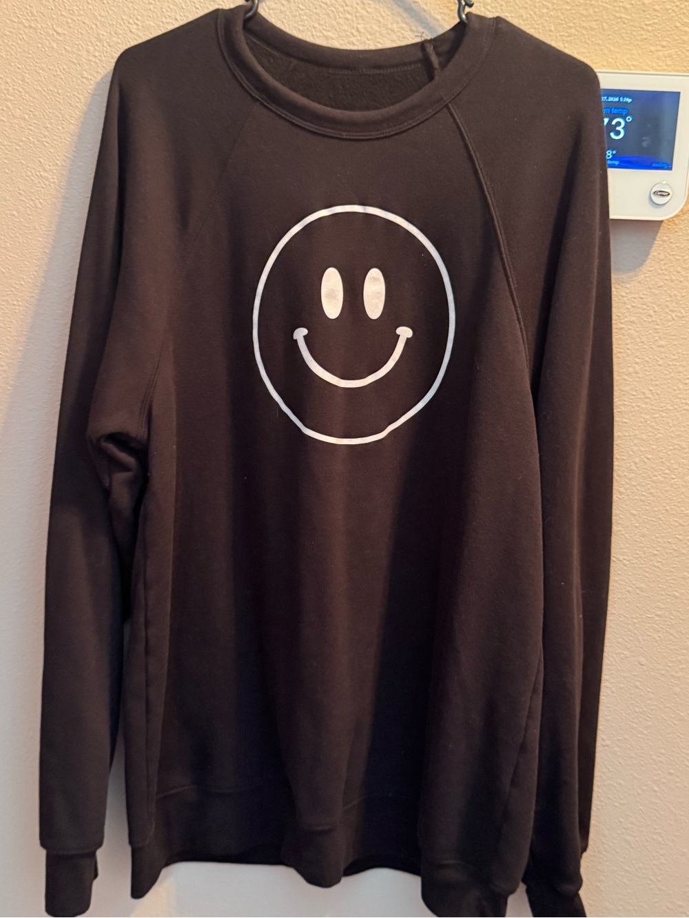 Black Smiley Face Crewneck Sweater - Women’s